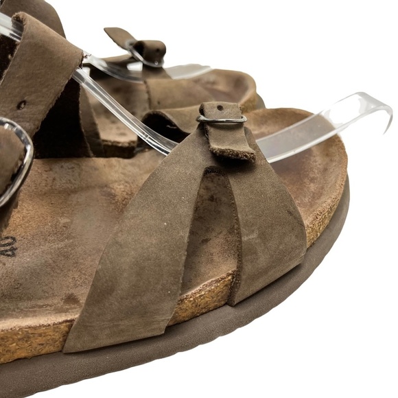 MEPHISTO Taupe Brown Genuine Leather Sandals Slides Flip Flops Casual Shoes 40 - Picture 4 of 16